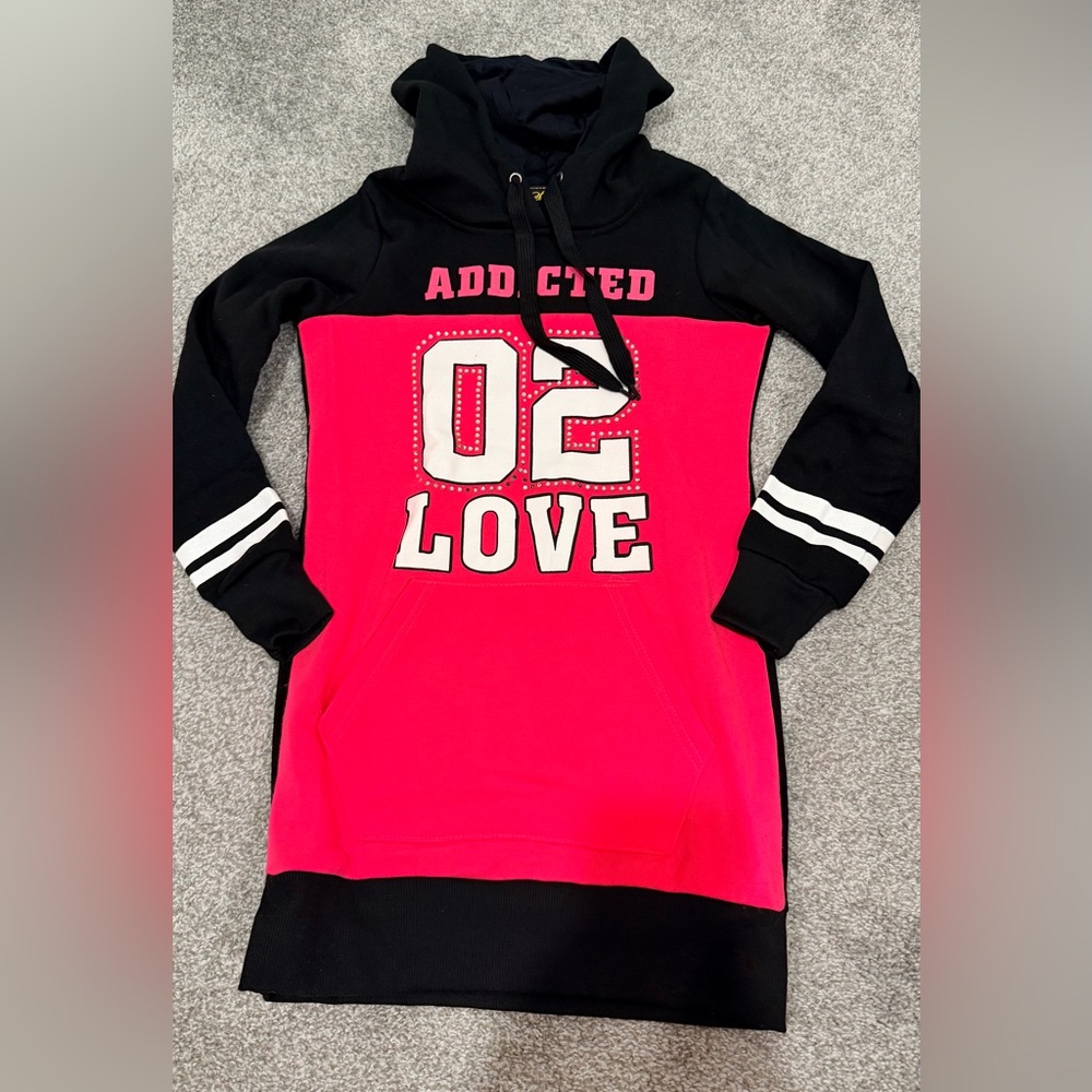 Black and Pink Hoodie Dress